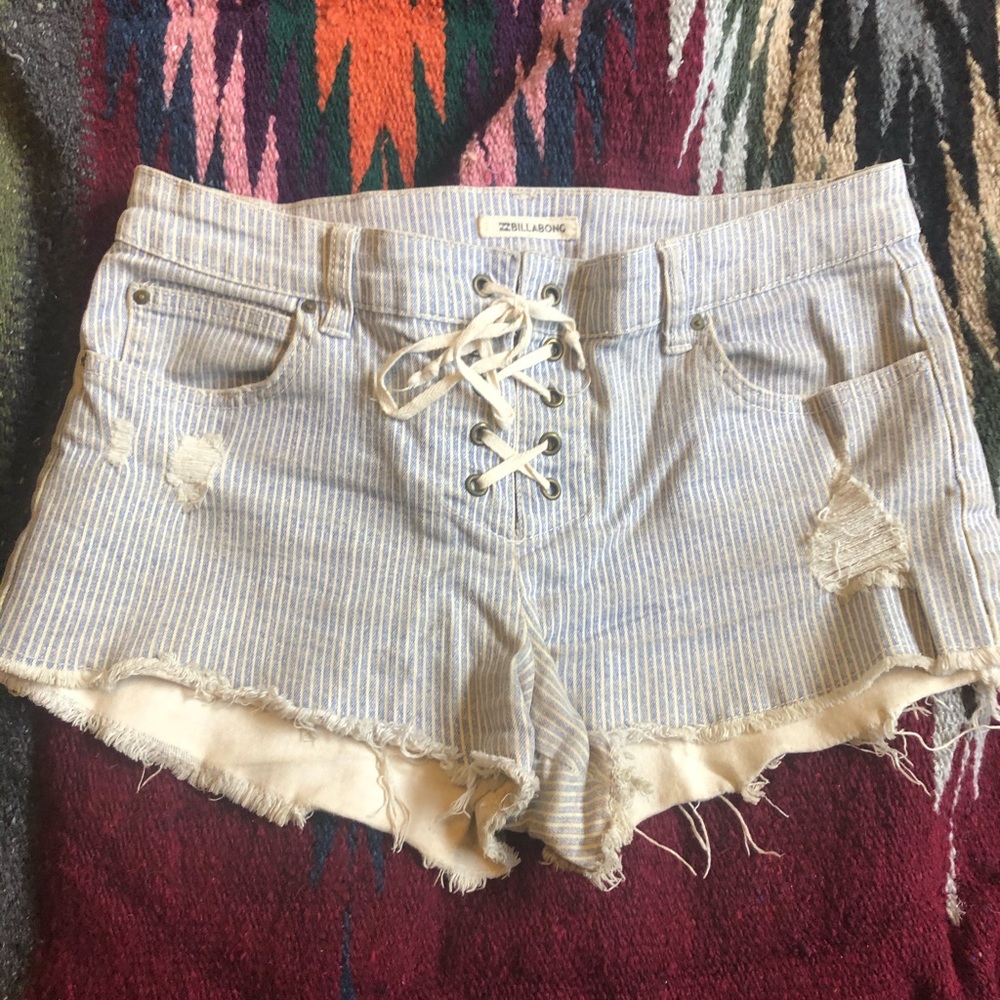 Billabong conductor striped denim shorts